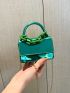 Mini Neon Green Satchel Chain Decor Flap Square Bag