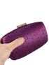 Mini Satin Evening Bag Rhinestone Decor Box Bag