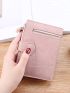 Minimalist Small Wallet Bifold Snap Button Pink