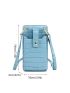 Crocodile Embossed Phone Wallet Blue Adjustable Strap Credit Card Holder
