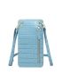 Crocodile Embossed Phone Wallet Blue Adjustable Strap Credit Card Holder