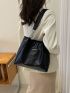 Letter Patch Shoulder Tote Bag Chain Strap Tote Bag For Daily