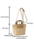 Colorblock Straw Bag Double Handle With Zipper For Vacation