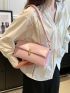 Pink Square Bag Metal Decor Flap Shoulder Bag For Daily