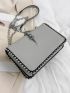 Tassel Decor Square Bag Beaded Detail Contrast Binding