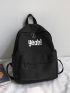 Men Letter Graphic Large Capacity Backpack