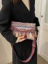 Geometric Pattern Envelope Bag Tassel Decor For Vacation