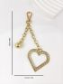 Rhinestone Decor Bag Charm Heart Design