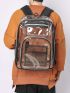 Clear PVC Contrast Binding Laptop Backpack For School