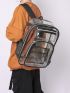 Clear PVC Contrast Binding Laptop Backpack For School
