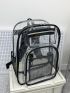 Clear PVC Contrast Binding Laptop Backpack For School