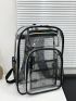 Clear PVC Contrast Binding Laptop Backpack For School