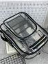 Clear PVC Contrast Binding Laptop Backpack For School