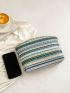 Striped Pattern Straw Bag For Vacation Beach