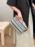 Striped Pattern Straw Bag For Vacation Beach