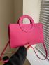 Crocodile Embossed Square Bag Neon Pink Medium