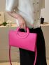 Crocodile Embossed Square Bag Neon Pink Medium