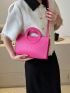 Crocodile Embossed Square Bag Neon Pink Medium
