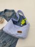 Checkered Hobo Bag Bag Charm Decor Blue For School