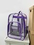 Clear Classic Backpack Contrast Binding Purple For School