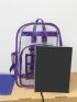 Clear Classic Backpack Contrast Binding Purple For School