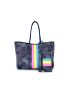 Camo Pattern Tote Bag Colorblock Striped Graphic Shopper Bag