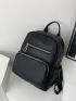 Men PU Fashion Backpack Zip Front Waterproof Casual Daypack
