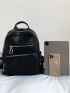 Men PU Fashion Backpack Zip Front Waterproof Casual Daypack
