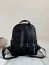 Men PU Fashion Backpack Zip Front Waterproof Casual Daypack
