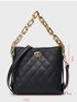 Quilted Pattern Satchel Chain Square Bag