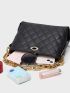 Quilted Pattern Satchel Chain Square Bag