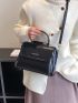 Letter Graphic Satchel Flap PU Square Bag