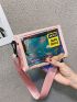 Mini Holographic Crossbody Letter Patch Contrast Binding Square Bag