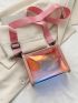 Mini Holographic Crossbody Letter Patch Contrast Binding Square Bag