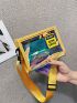 Mini Holographic Crossbody Letter Patch Contrast Binding Square Bag