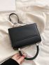 Mini Square Bag Fashionable Letter Decor Chain Top-Handle Buckle PU For Daily