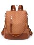 Striped Pattern Zipper Classic Backpack Pocket Side