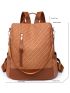 Striped Pattern Zipper Classic Backpack Pocket Side