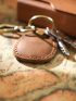 Genuine Leather 1pc Round Water Drop Access Card Protective Case Fashion Keyring Card Bag Vintage