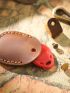 Genuine Leather 1pc Round Water Drop Access Card Protective Case Fashion Keyring Card Bag Vintage