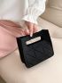 Mini Square Bag Black Geometric Pattern Double Handle For Daily