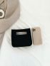 Mini Square Bag Black Geometric Pattern Double Handle For Daily
