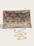 Snakeskin Pattern Envelope Bag Chain Vintage
