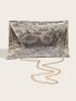 Snakeskin Pattern Envelope Bag Chain Vintage