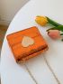 Mini Square Bag Metallic Heart Decor Chain Strap