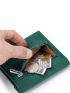 Genuine Leather Green Flap Small Wallet for Women