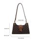 Letter Graphic Hobo Bag Buckle Decor Brown For Work Office