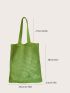 Hollow Out Design Crochet Bag Double Handle For Vacation Travel Women's Casual Tote Single Shoulder Bag, Minimalist Hollow Out Design Crochet Bag, Large Capacity Shopping Bag