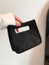 Mini Square Bag Black Geometric Pattern Double Handle For Daily