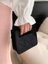 Mini Square Bag Black Geometric Pattern Double Handle For Daily